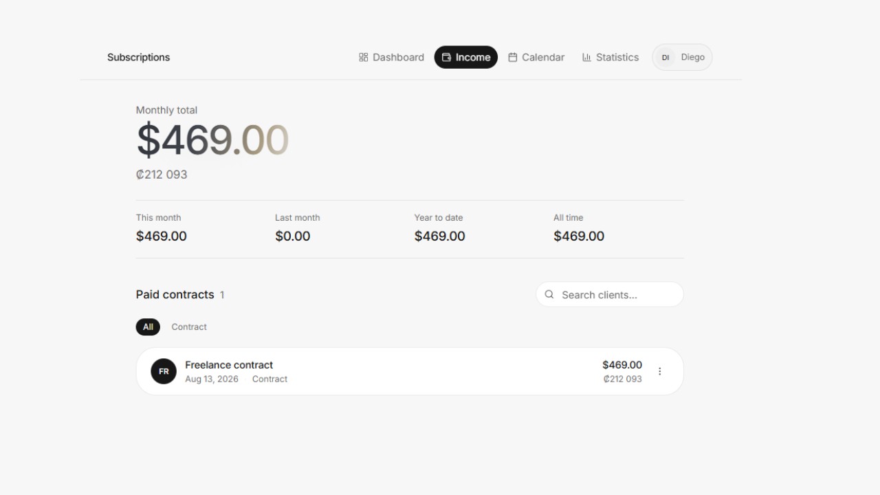 Subscriptions App — Ingresos, organizados y bajo control