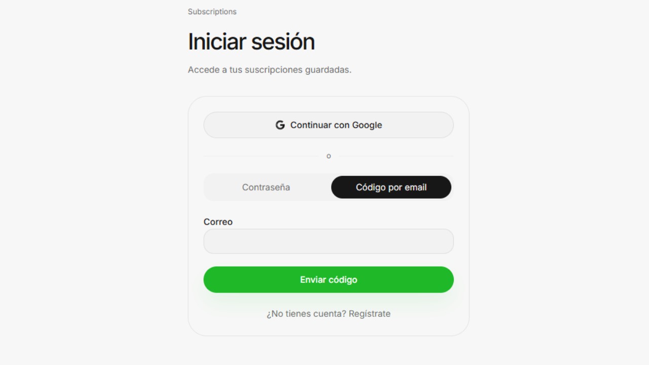 Subscriptions App — Acceso simple y seguro