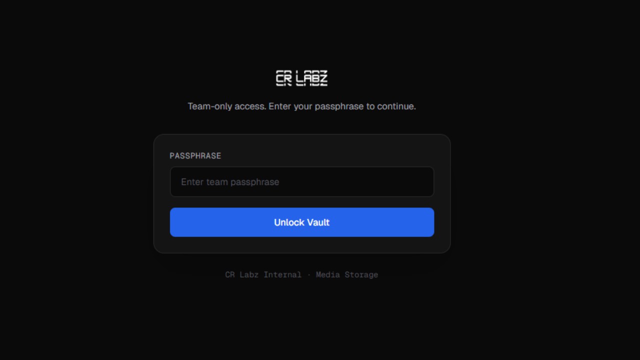 CR Labz Vault Media — Acceso solo para el equipo